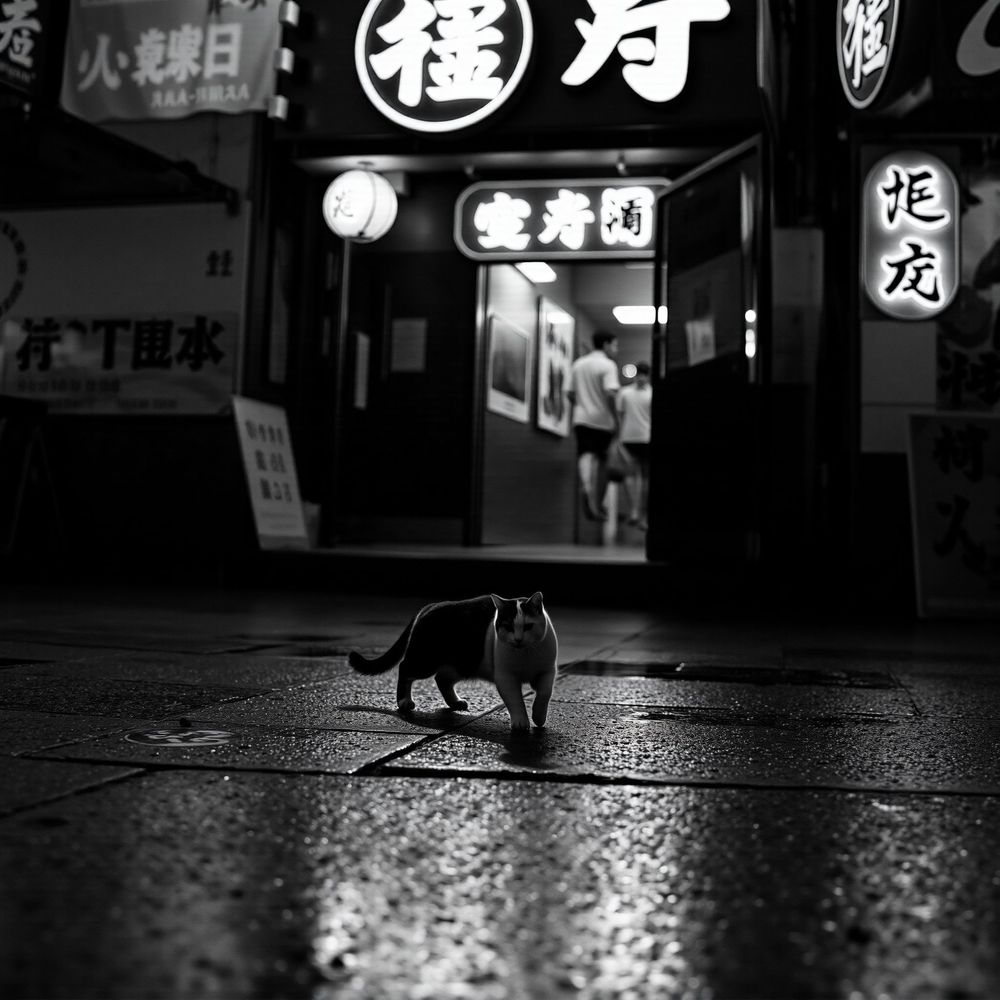 Whiskers Beneath Neon Shadows